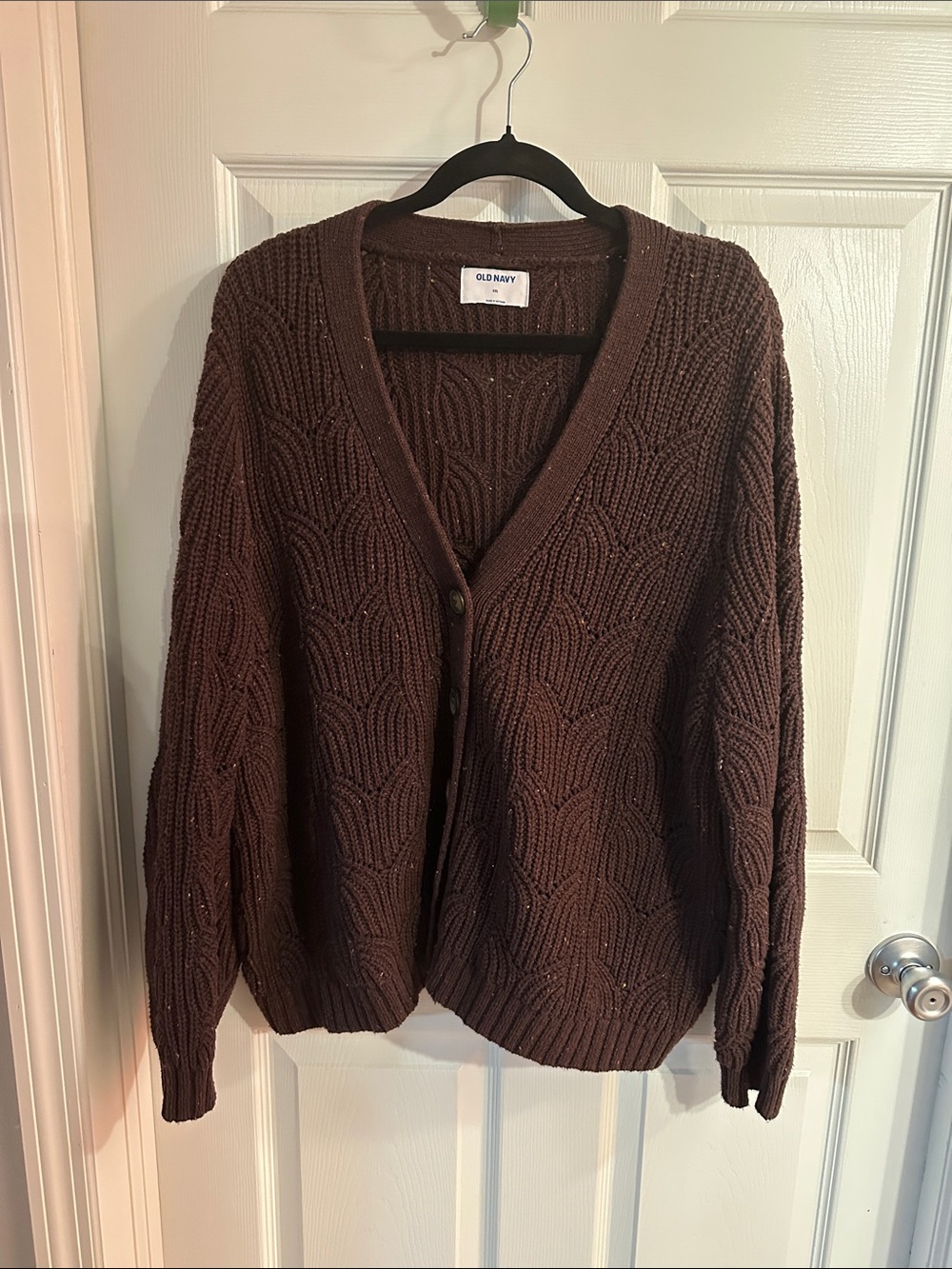 Old Navy Chocolate Brown Cable Knit Button-Front Cardigan